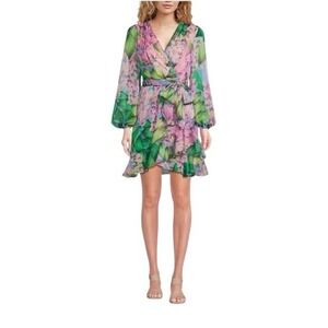 Alex Marie Wisteria Laurel Dress Pink Purple Green Long Sleeve Size 14 NWT